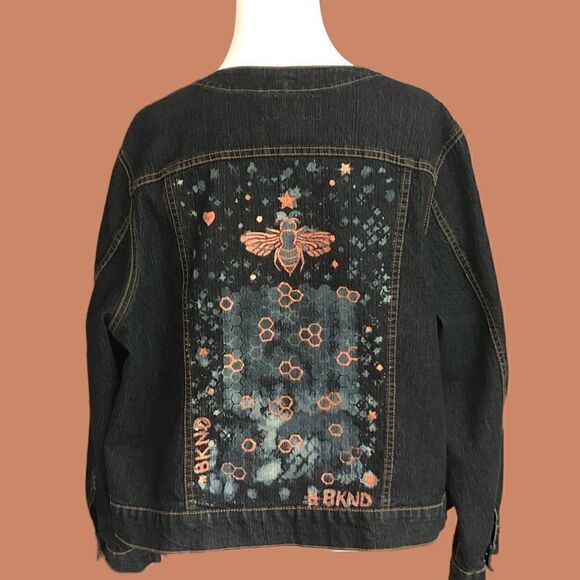 Denim Jacket Be Kind Custom Back Panel - 1XL - Like New Condition Urban flair - Picture 1 of 14